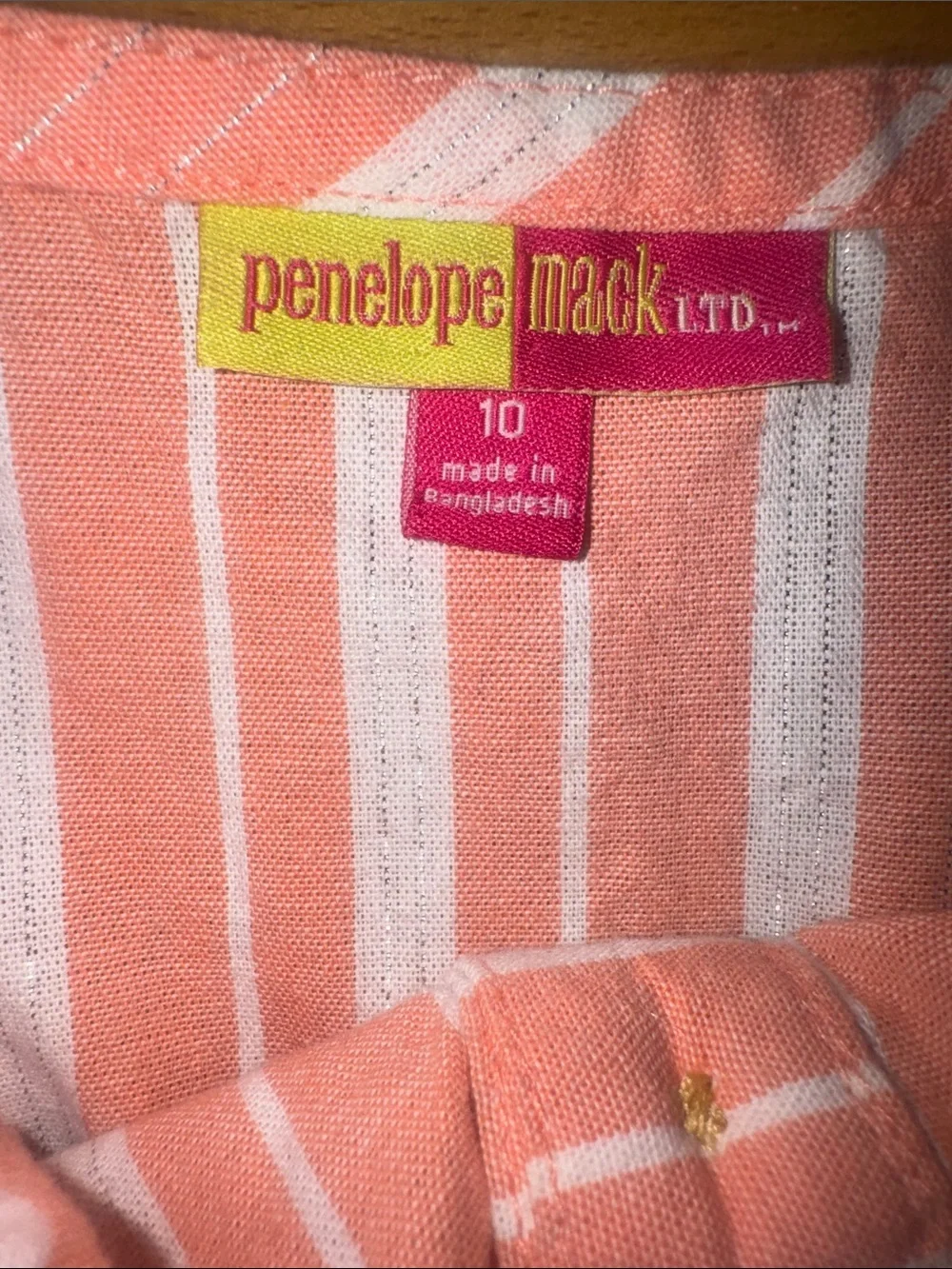 Girls Pink and White Striped One-Piece Jumpsuit Size 10